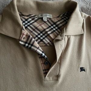 Burberry Beige Polo Shirt with Check Collar